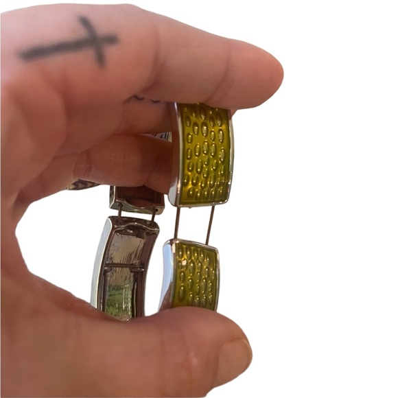 Lia Sophia Olive Green and Silver Stretch Bangle Bracelet - Picture 2 of 4